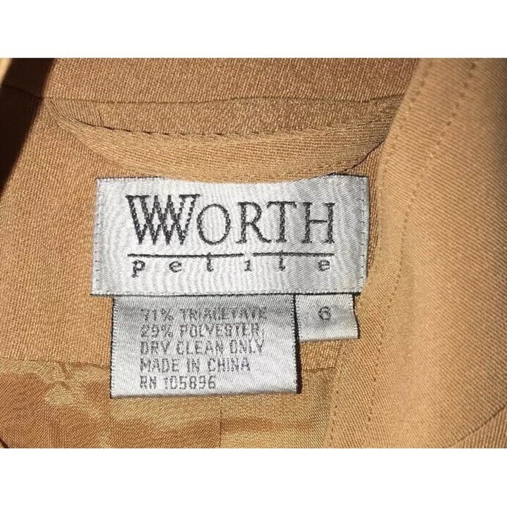 Worth Petite Sz 6 Women Button Blazer Jacket Career Beige - Picture 4 of 5
